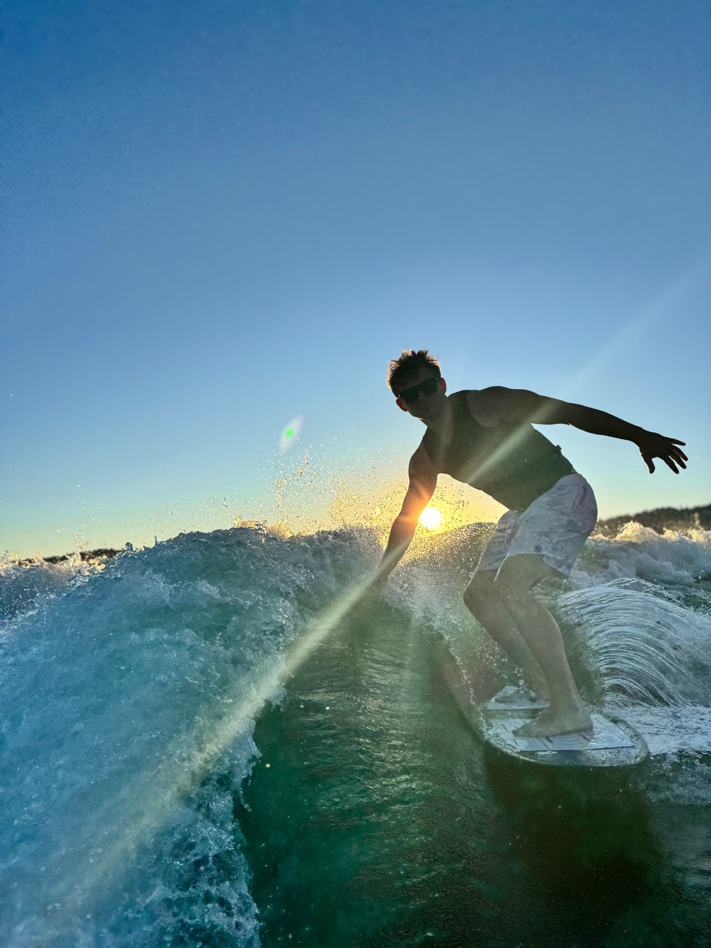Surfing boat on the water