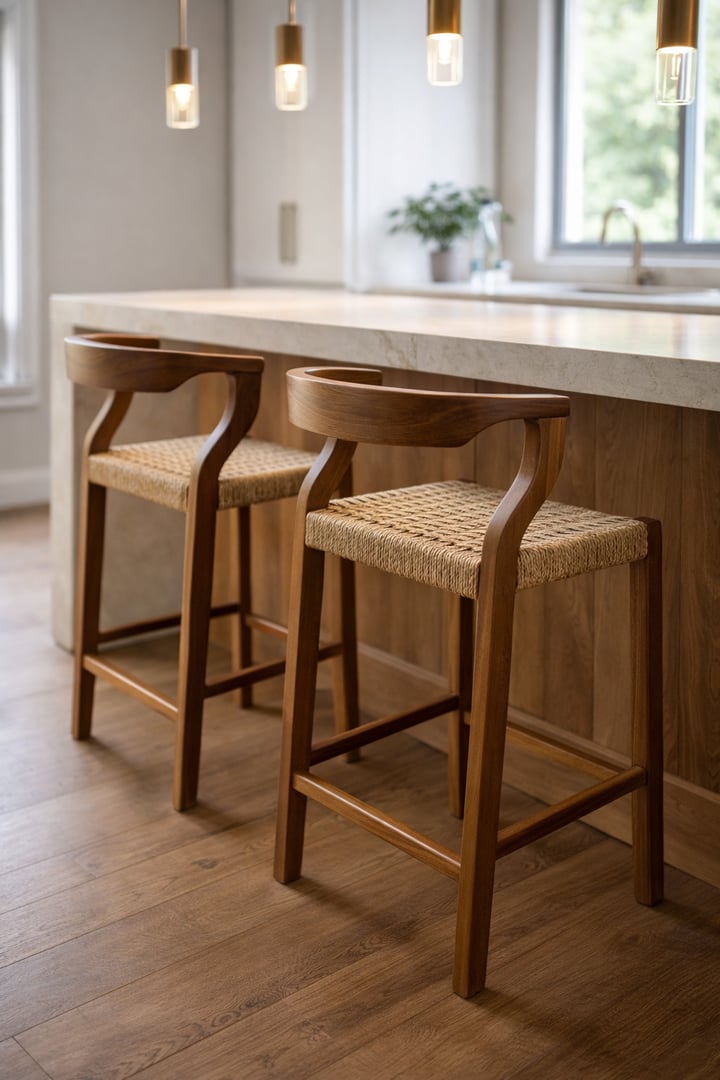 Vista alternativa del Banco Riviera mostrando detalles del tejido y estructura de parota