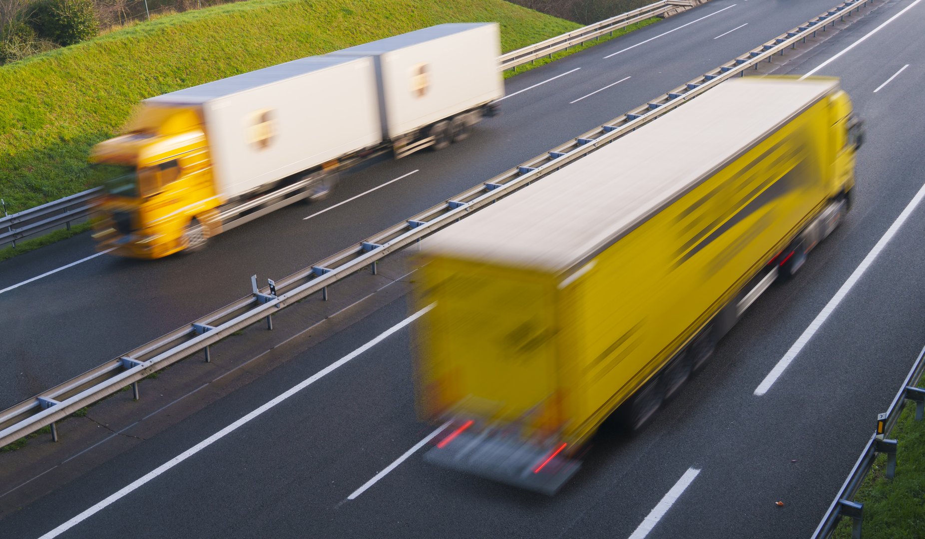 Truck traffic on a highway in the Basque Country.