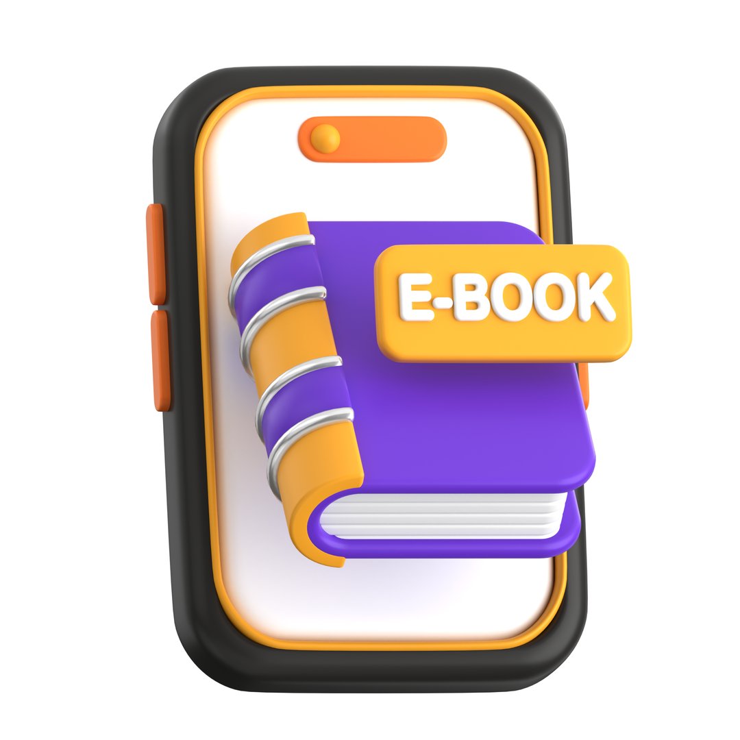 Ebook with a smartphone 3D illustration