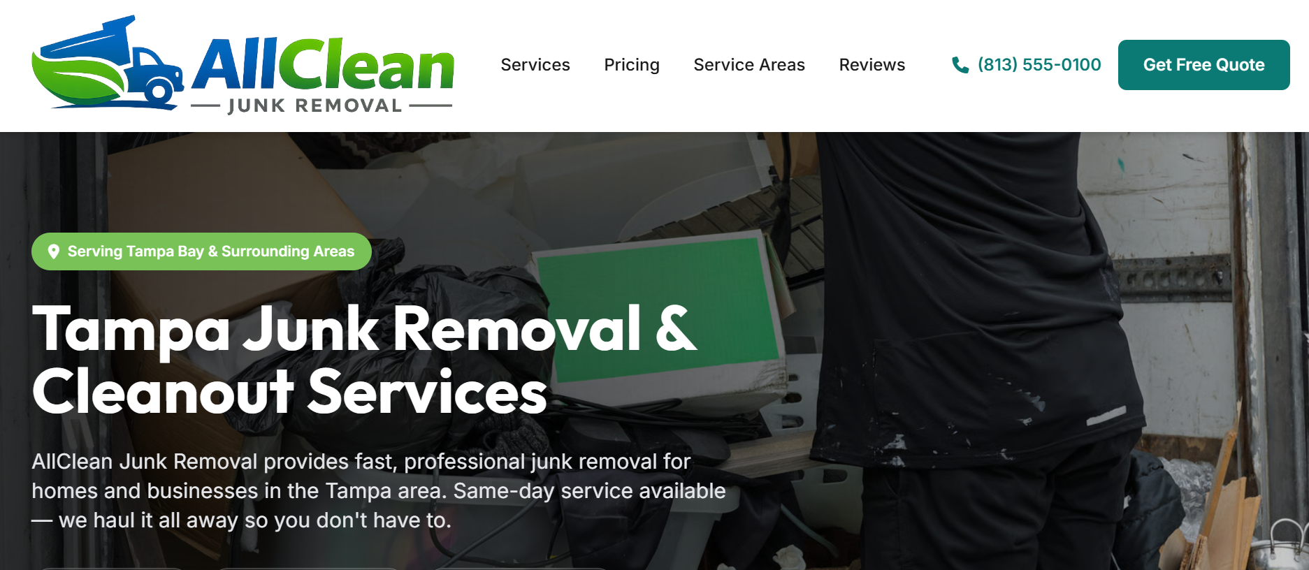 AllClean Junk Removal website demo