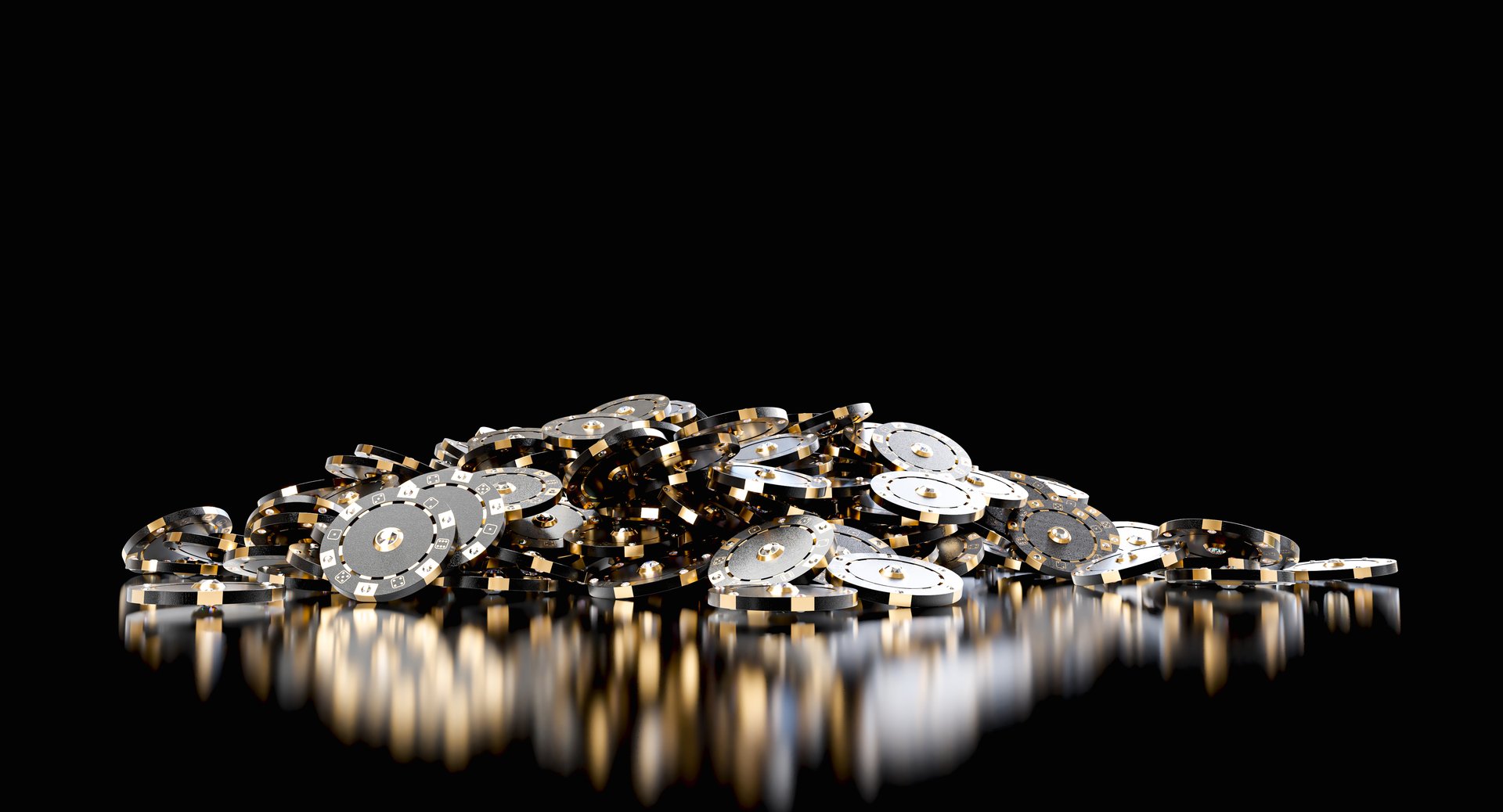 Premium luxury casino poker chips with gold inlays