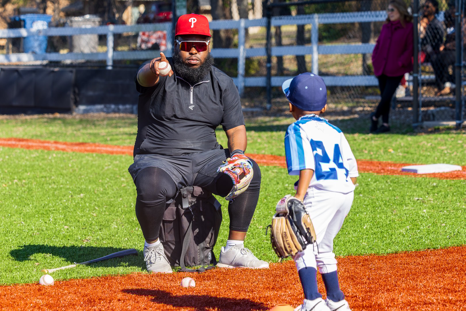 Baseball training action shot