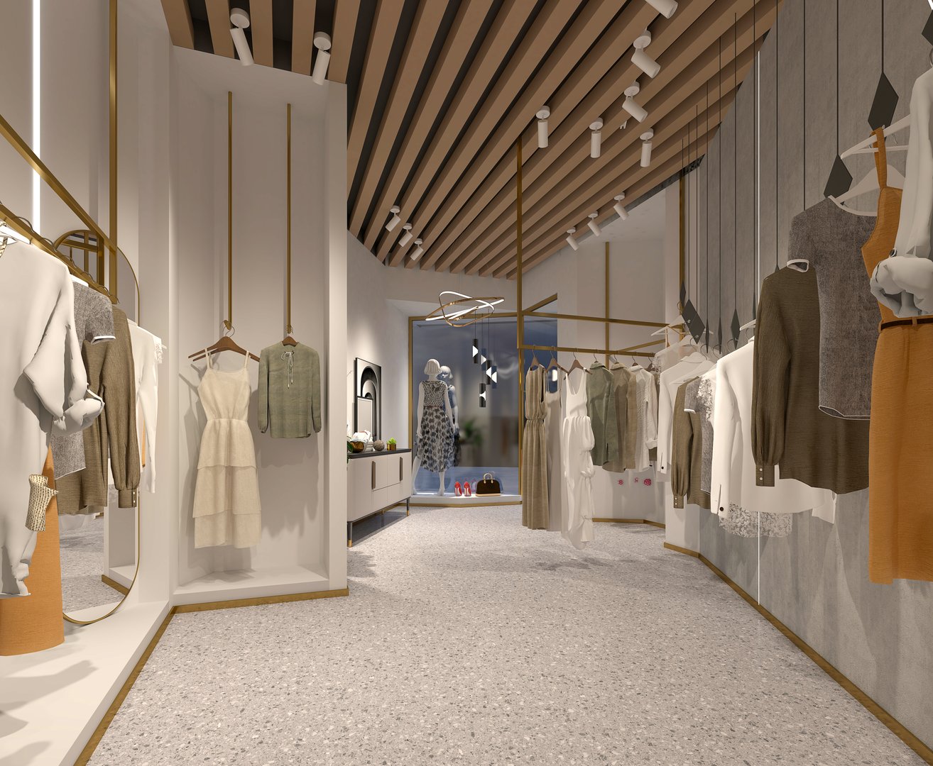 3d render of cloth store, fashion shop