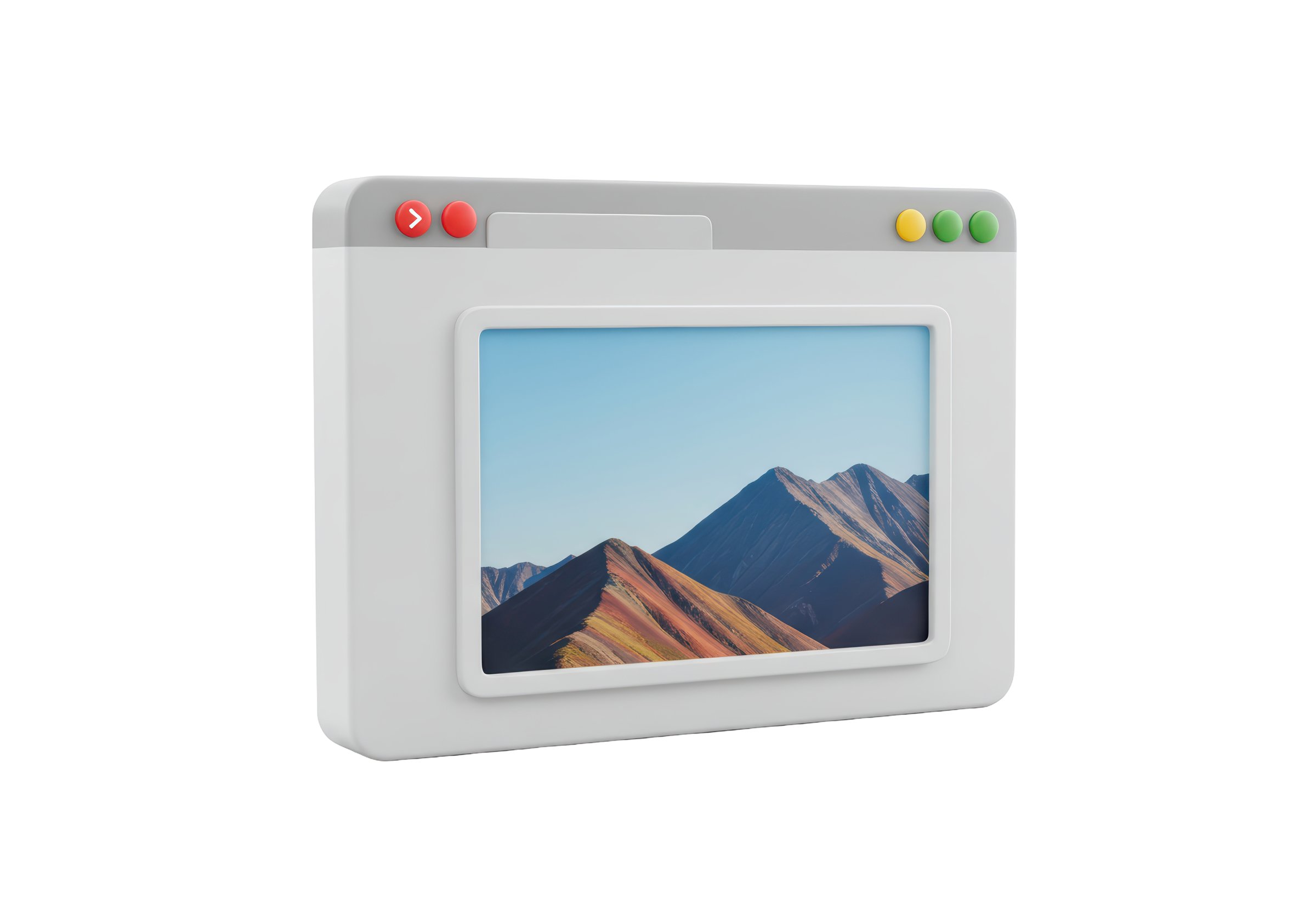 Isolated Browser Window Displaying a Mountain Landscape