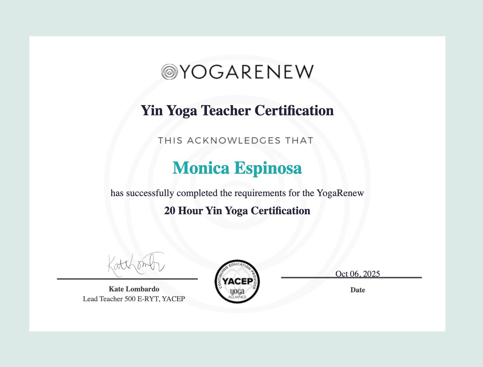 Yoga Alliance Certification