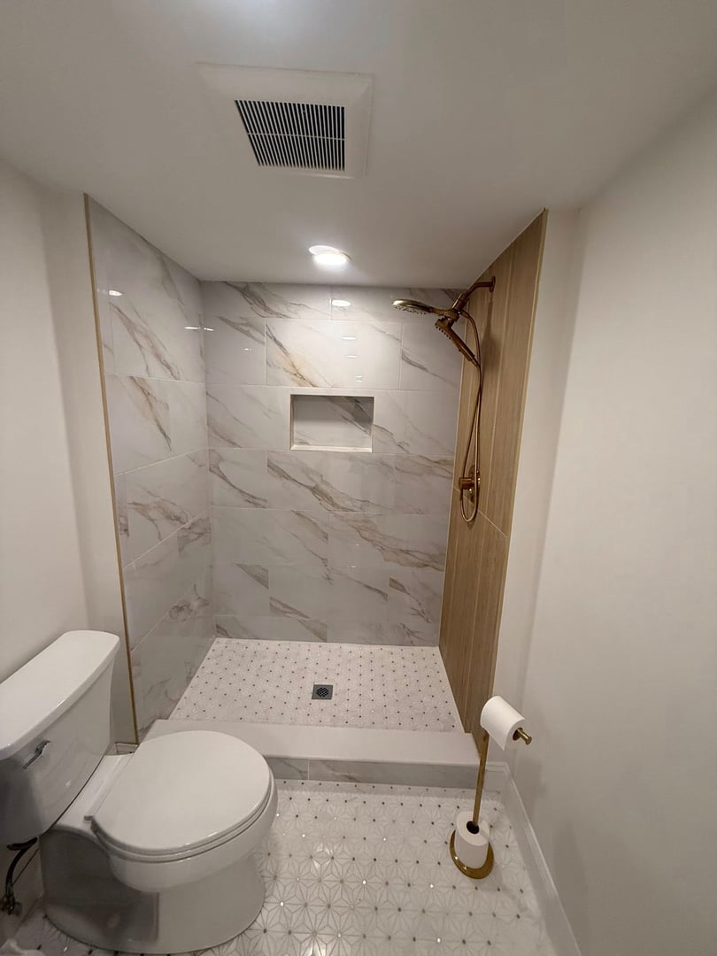 Finished basement with custom features