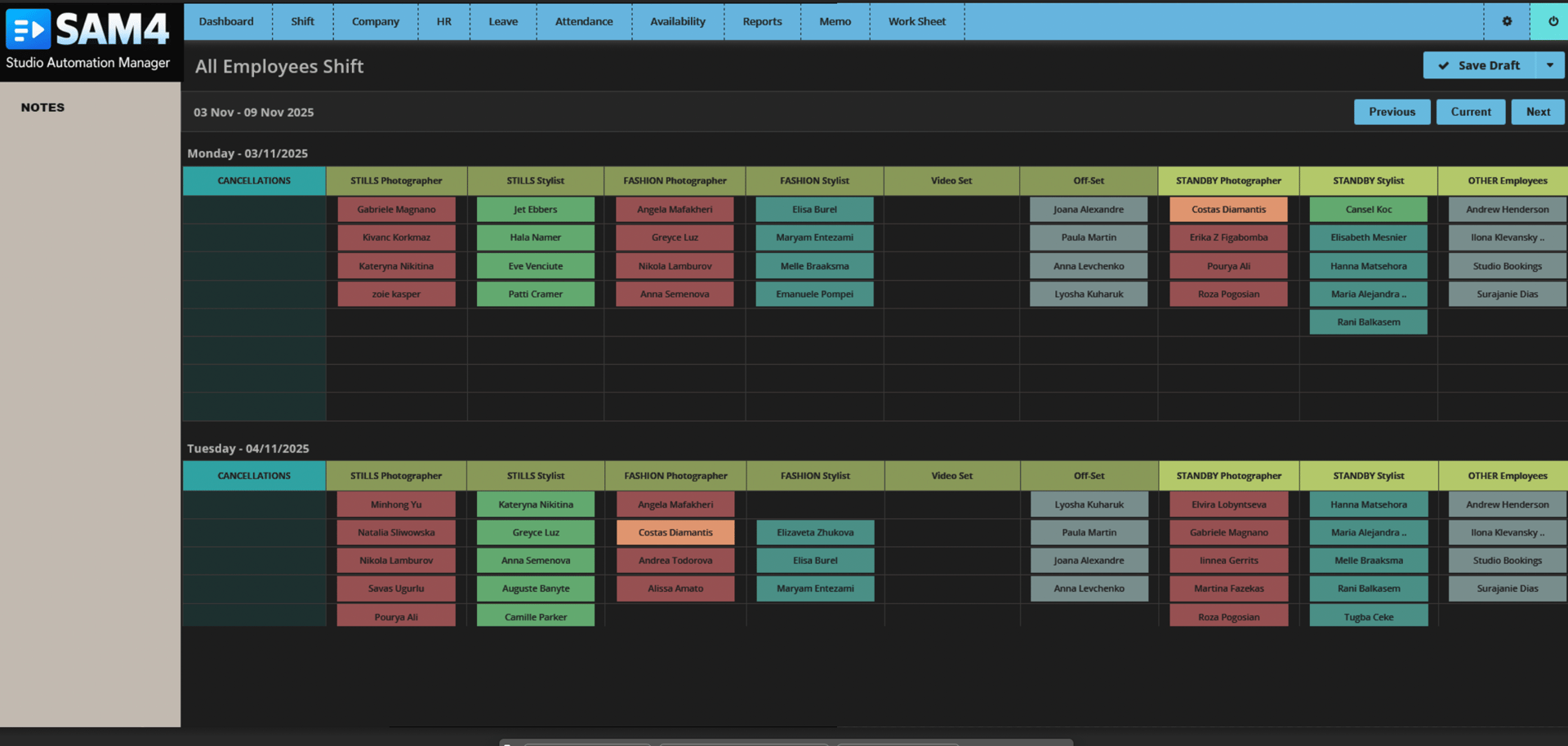 SAM4 Studio workflow tracking and automation interface screenshot
