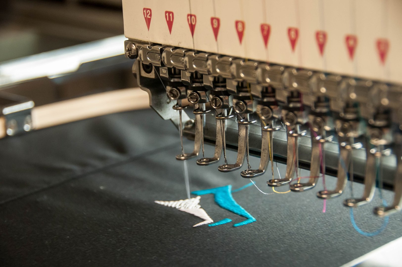 Embroidery machine at work