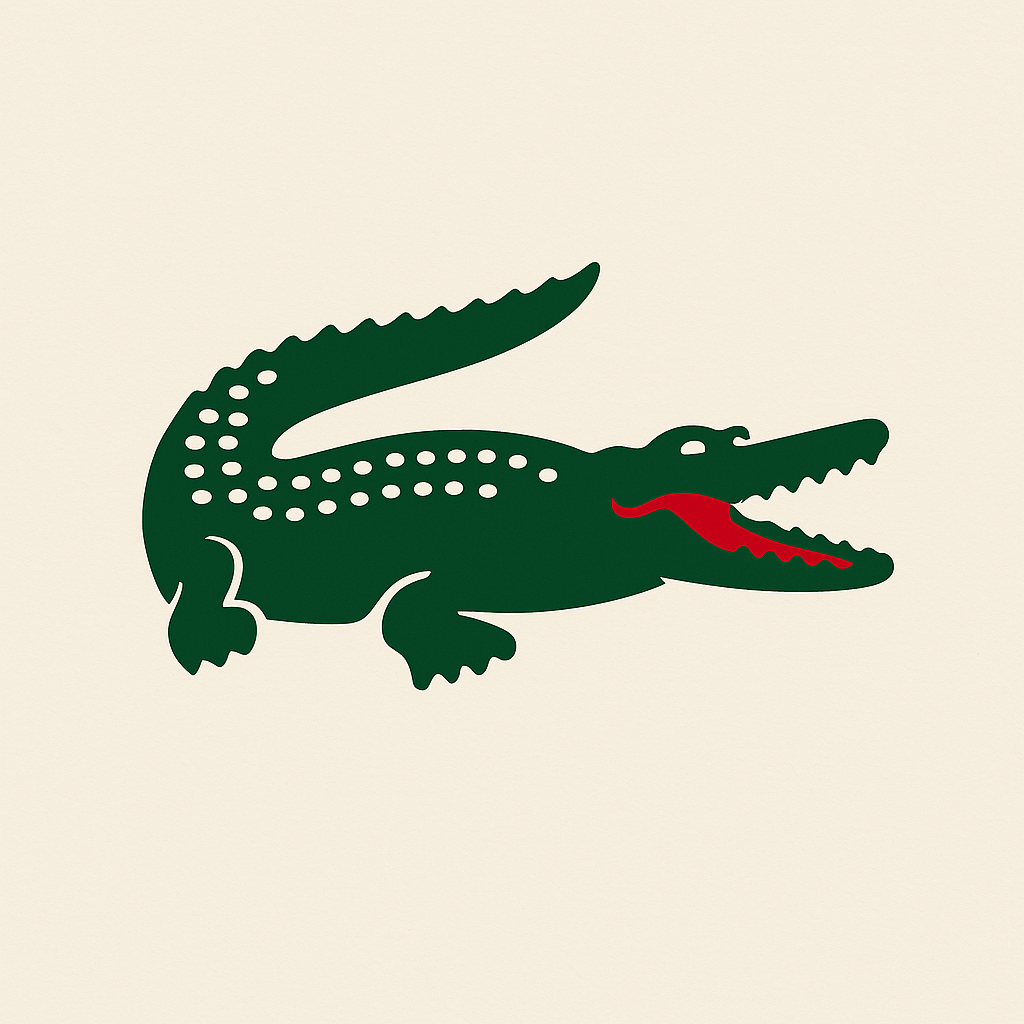 Green crocodile logo with an open mouth on a light background, featuring white dots on its back and a red mouth interior.