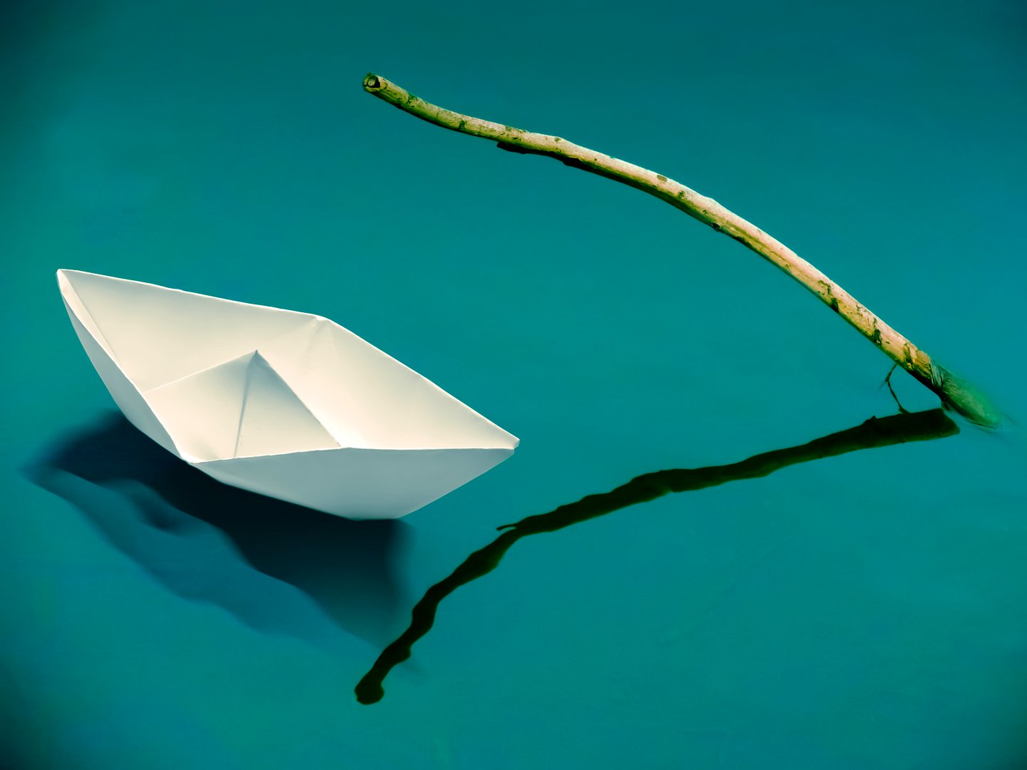 Origami Paper boat on water