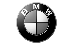 BMW logo in black, blue, and white with the letters B, M, W at the top of the circular emblem.