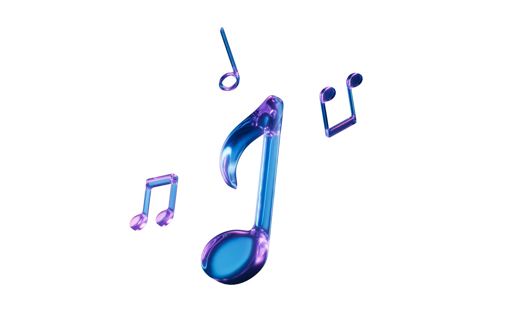 Music notes with dark neon light effect, 3d rendering. 3D illustration.