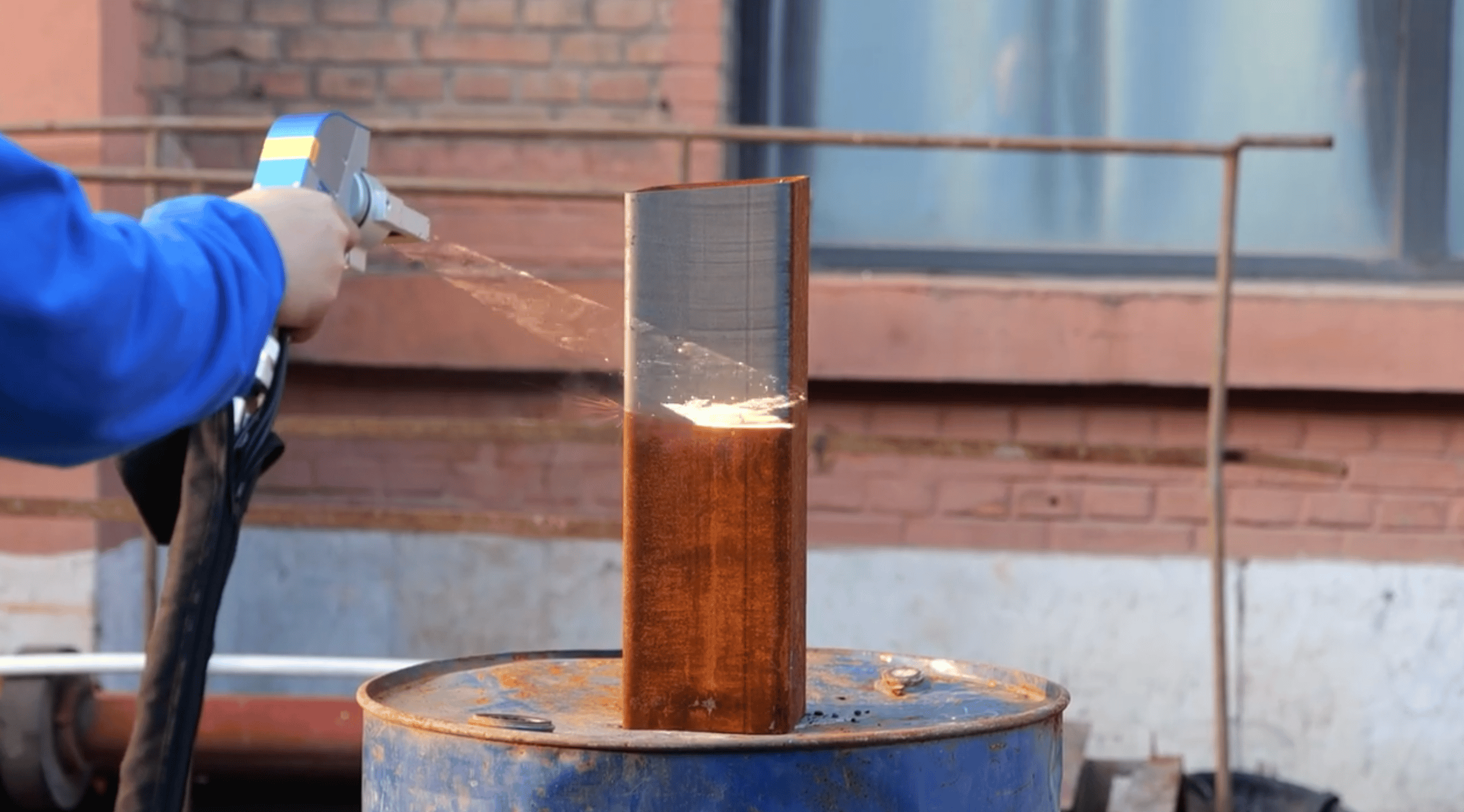steel brush for drill clean off old metal sheet with rust