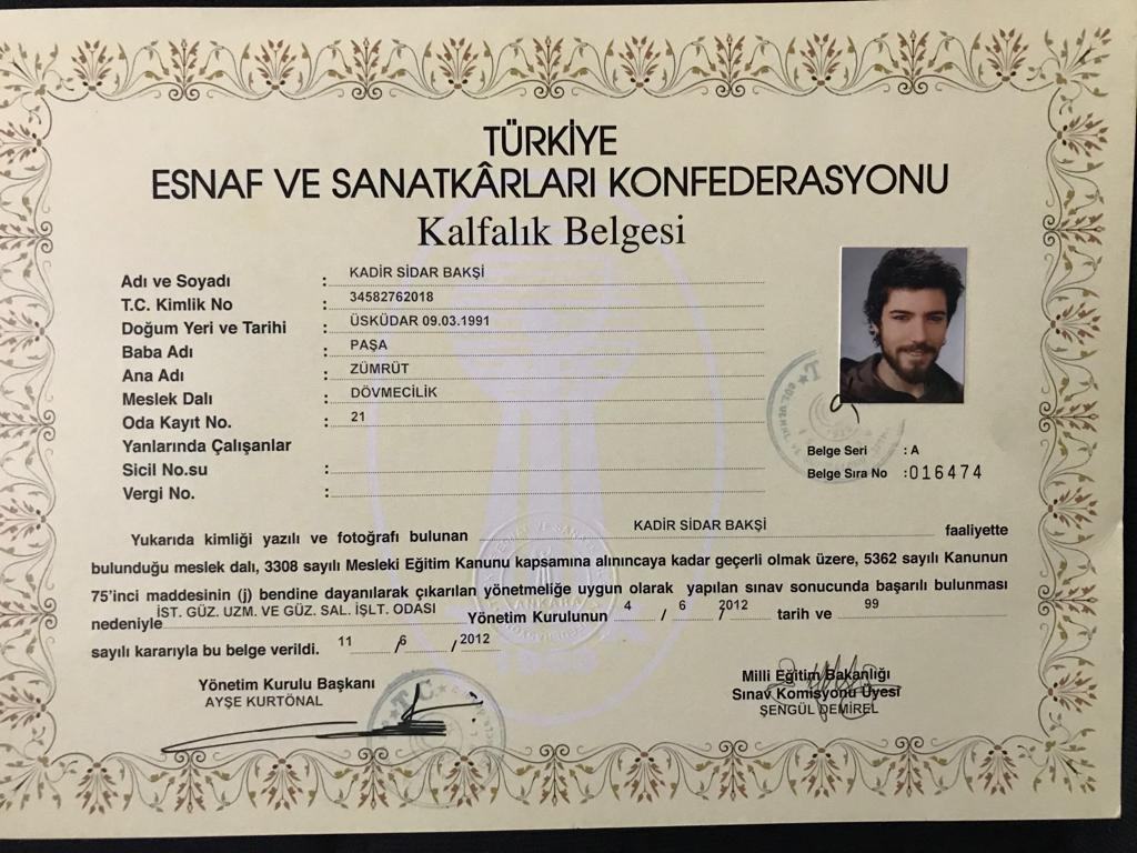 Dövmecilik Kalfalık Belgesi - Resmi Meslek Yeterliliği - T.E.S.K. 2012