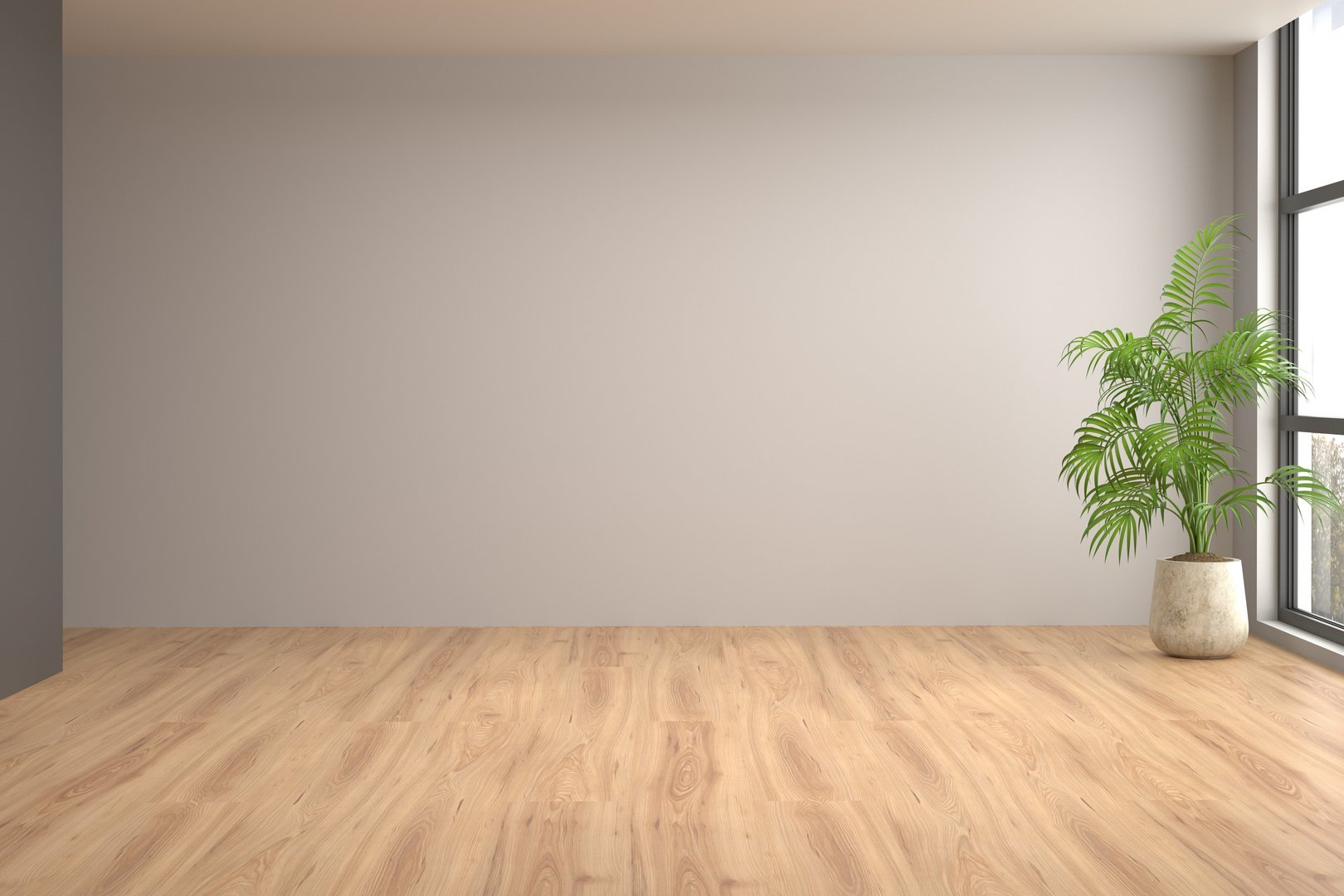 Modern empty room and wooden parquet. 3D rendering
