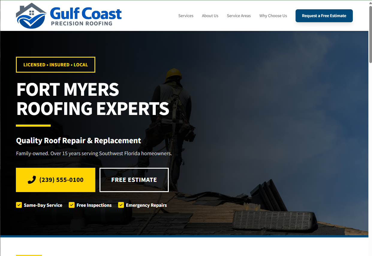 Gulf Coast Roofing contractor website example