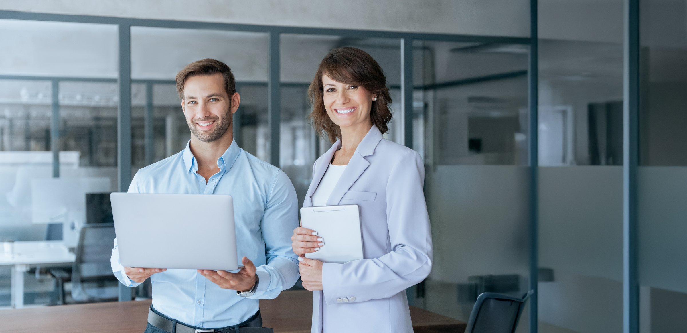 Business professionals in modern office