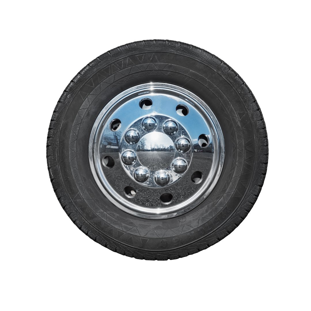 Car tire with alurim on free On isolated transparent PNG background.