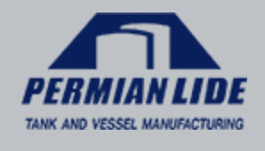 Logo of Permian Lide featuring a stylized tank graphic above the text Permian Lide Tank and Vessel Manufacturing.
