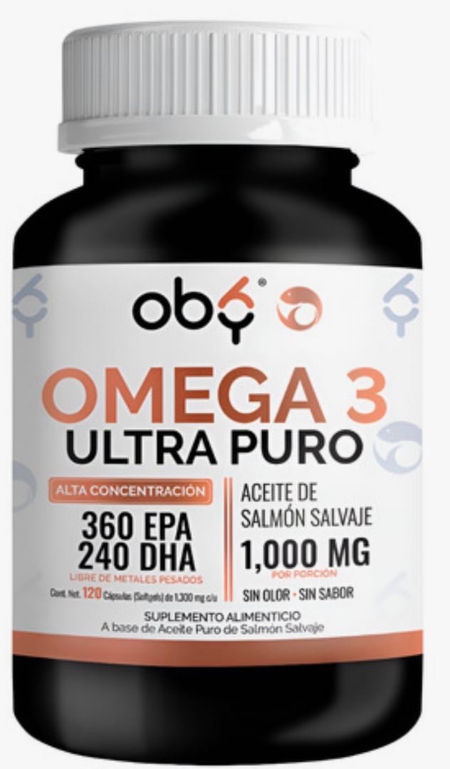 Omega 3 Premium de Oby aceite puro de salmón salvaje para salud cardiovascular y cerebral