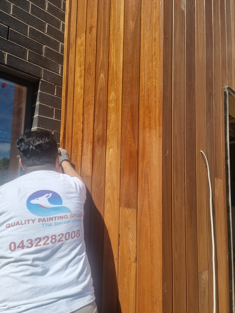 Professional commercial timber coating project