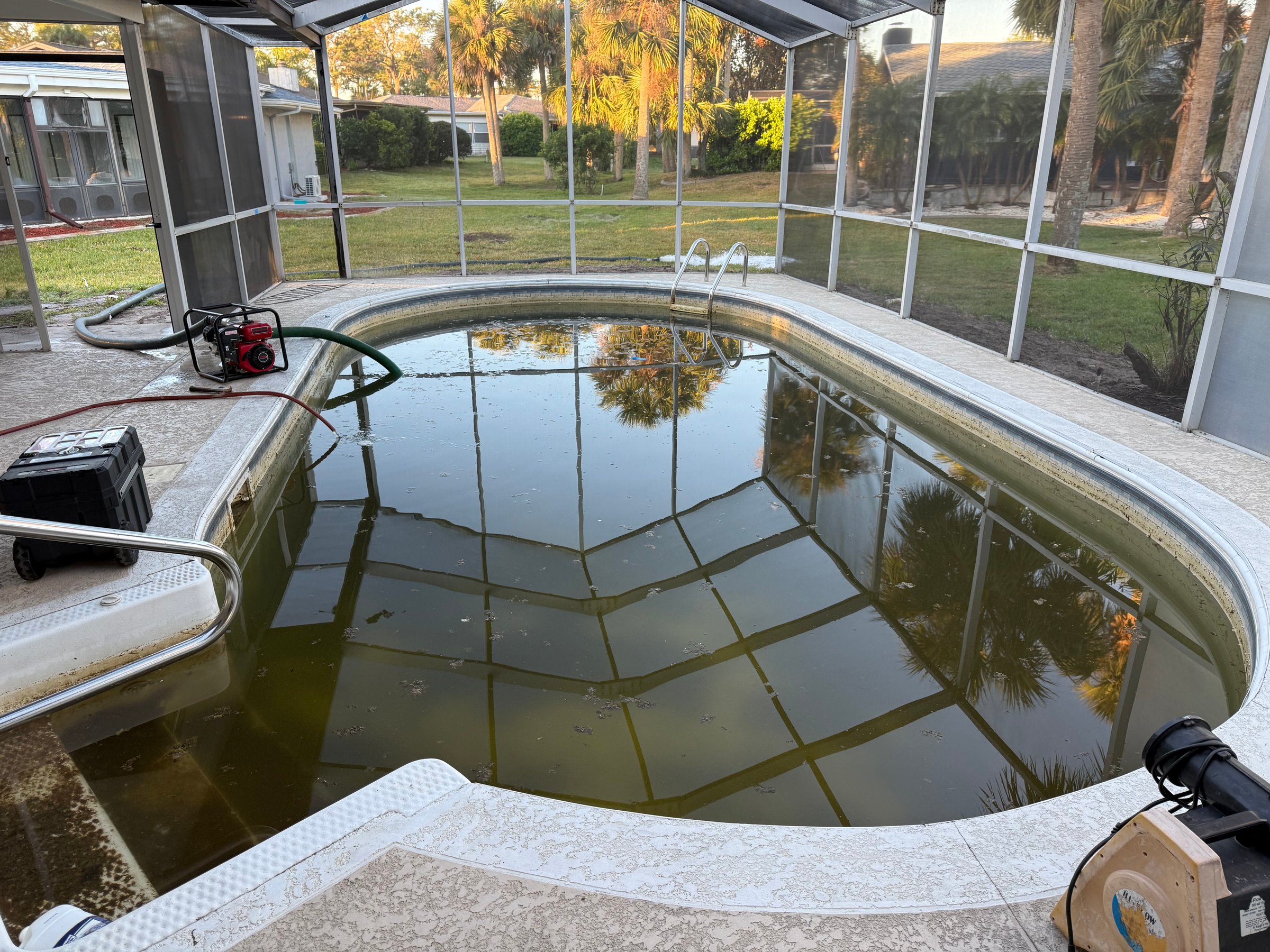 Pool before vinyl liner replacement