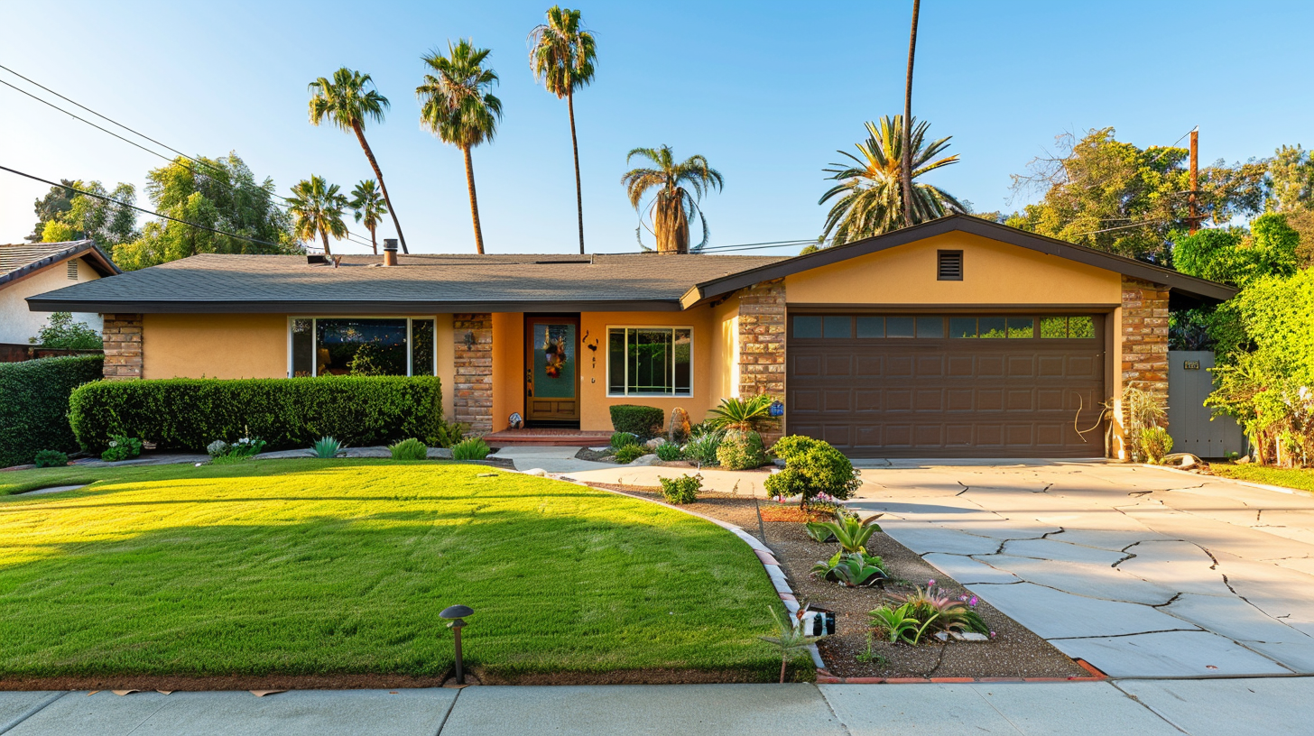 Single-story ranch style home on a quiet residential street in Rancho Park Los Angeles