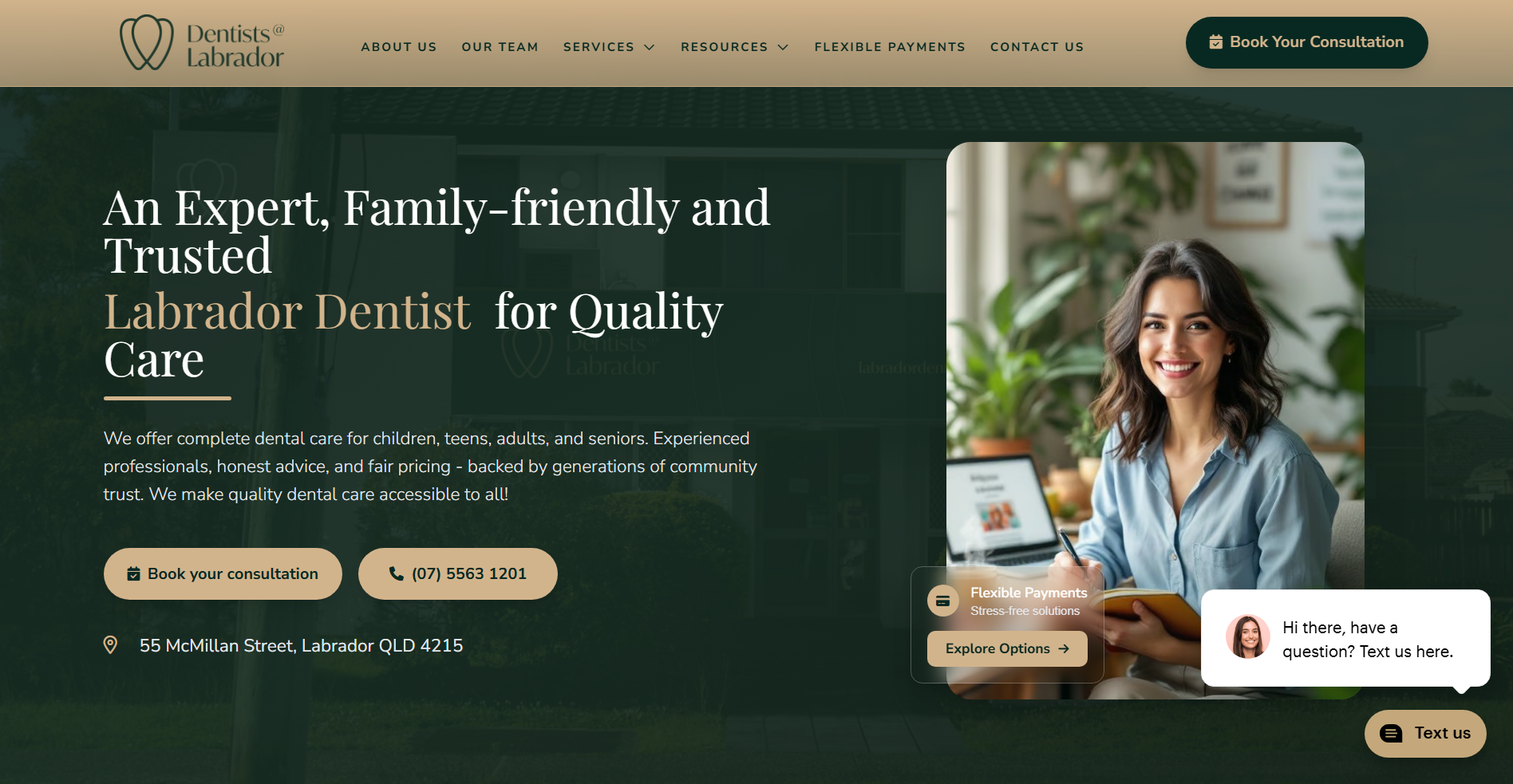 Labrador Dental Practice Website - Custom Design by Gleno Software