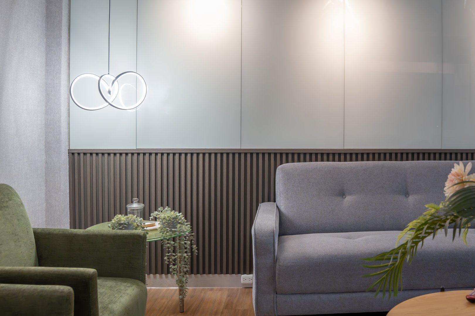 Calm waiting room interior with modern furniture