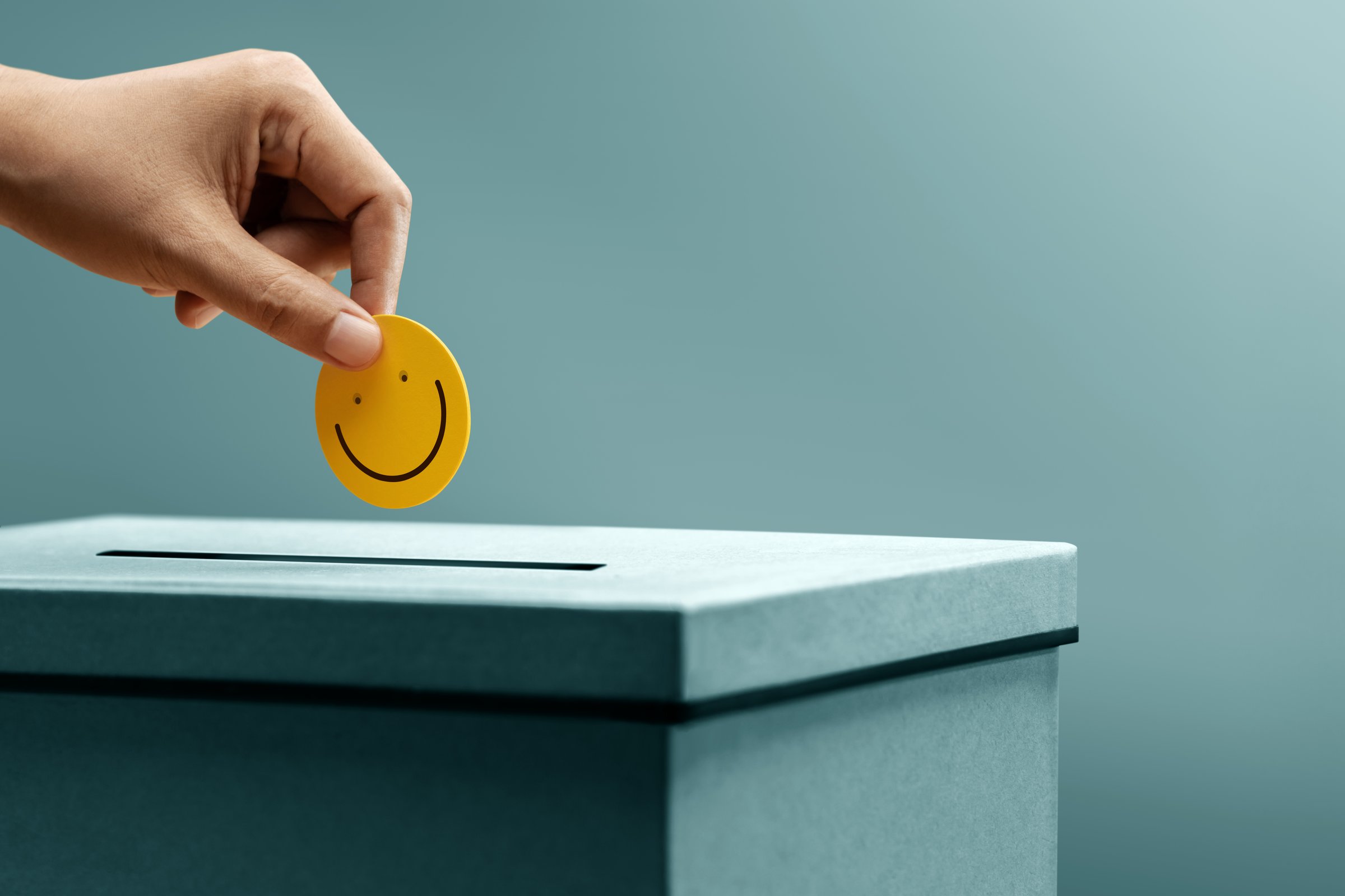 Customer Experience Concept. Happy Client giving Positive Review. Exellent Feedback for Products and Services. Client Satisfaction Surveys. Smiling Face, Mind and Mental Health