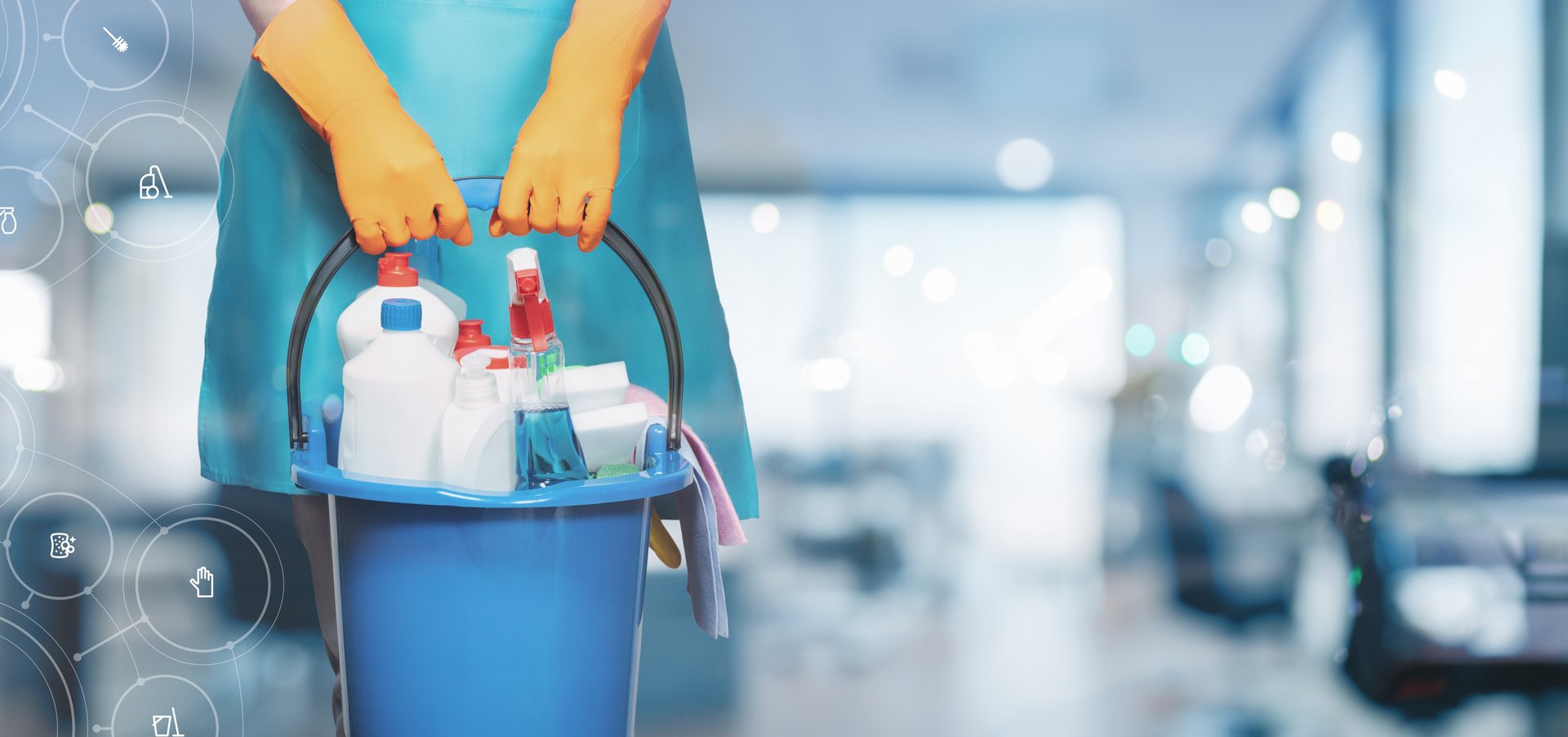 Concept of cleaning offices and industrial premises of a store.