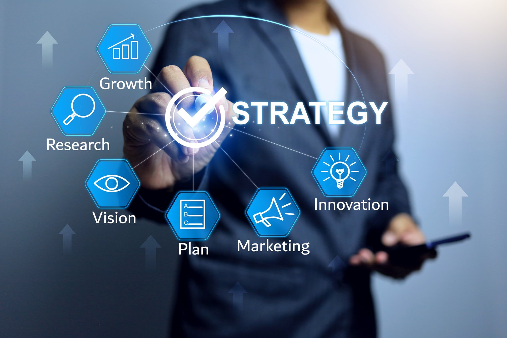 Businessmen planning marketing strategy to present their products or services in a way that can reach customer segment target