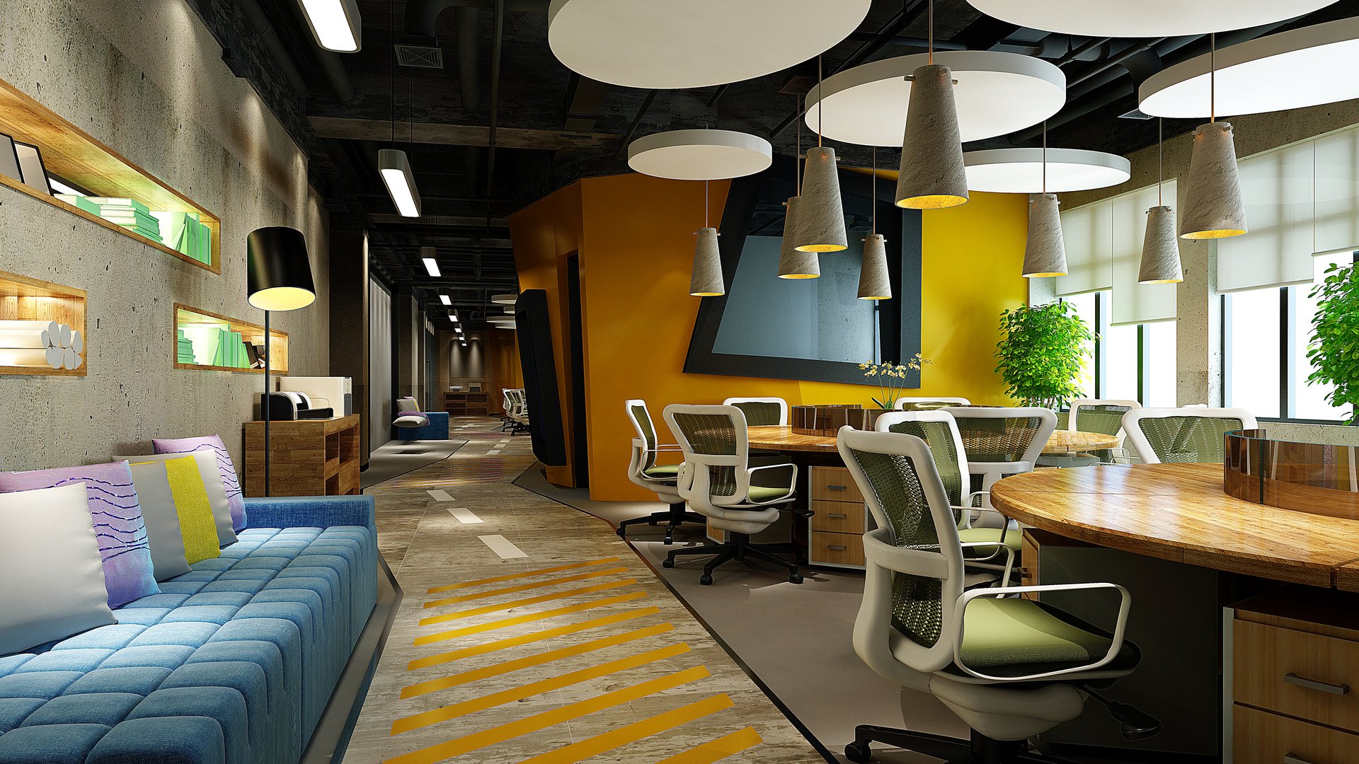 3d render of working space, office interior