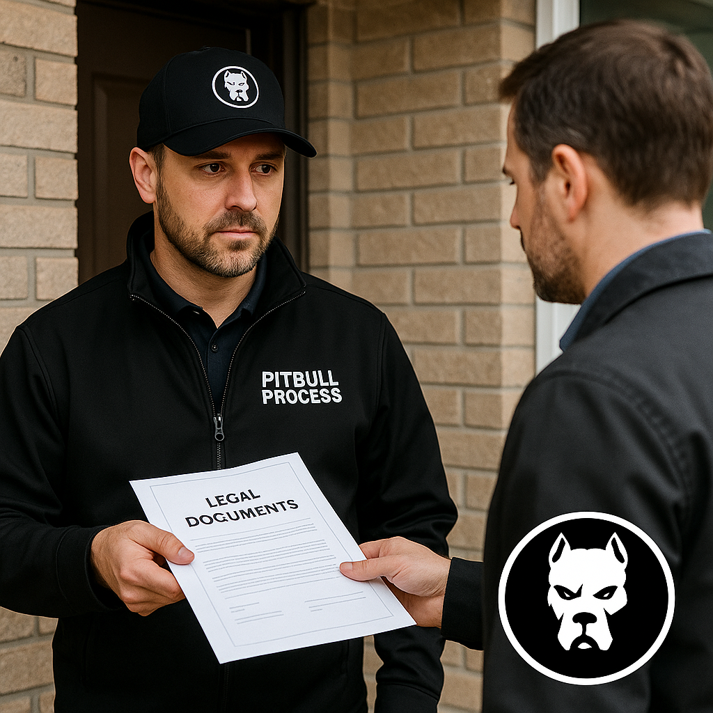 Professional process server in business attire delivering legal documents in Edmonton, Alberta - showing reliability and professionalism