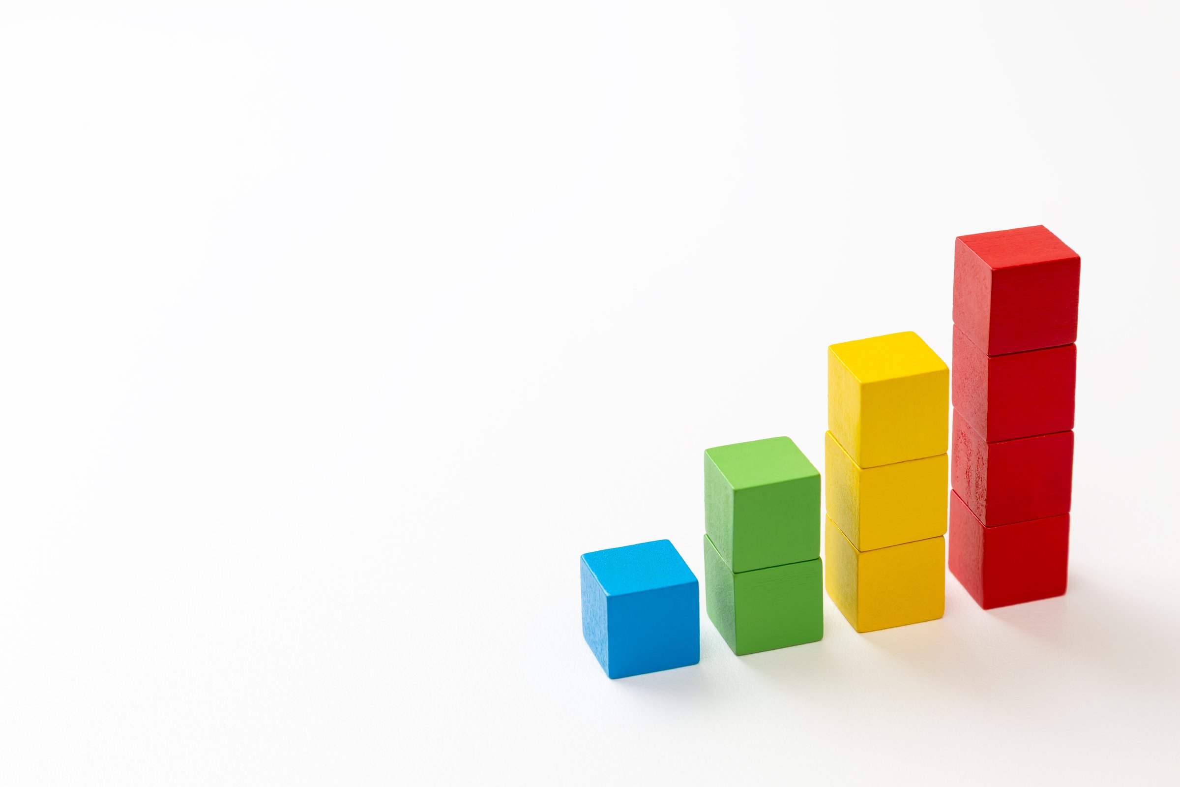 Graph made of building blocks on a black background.