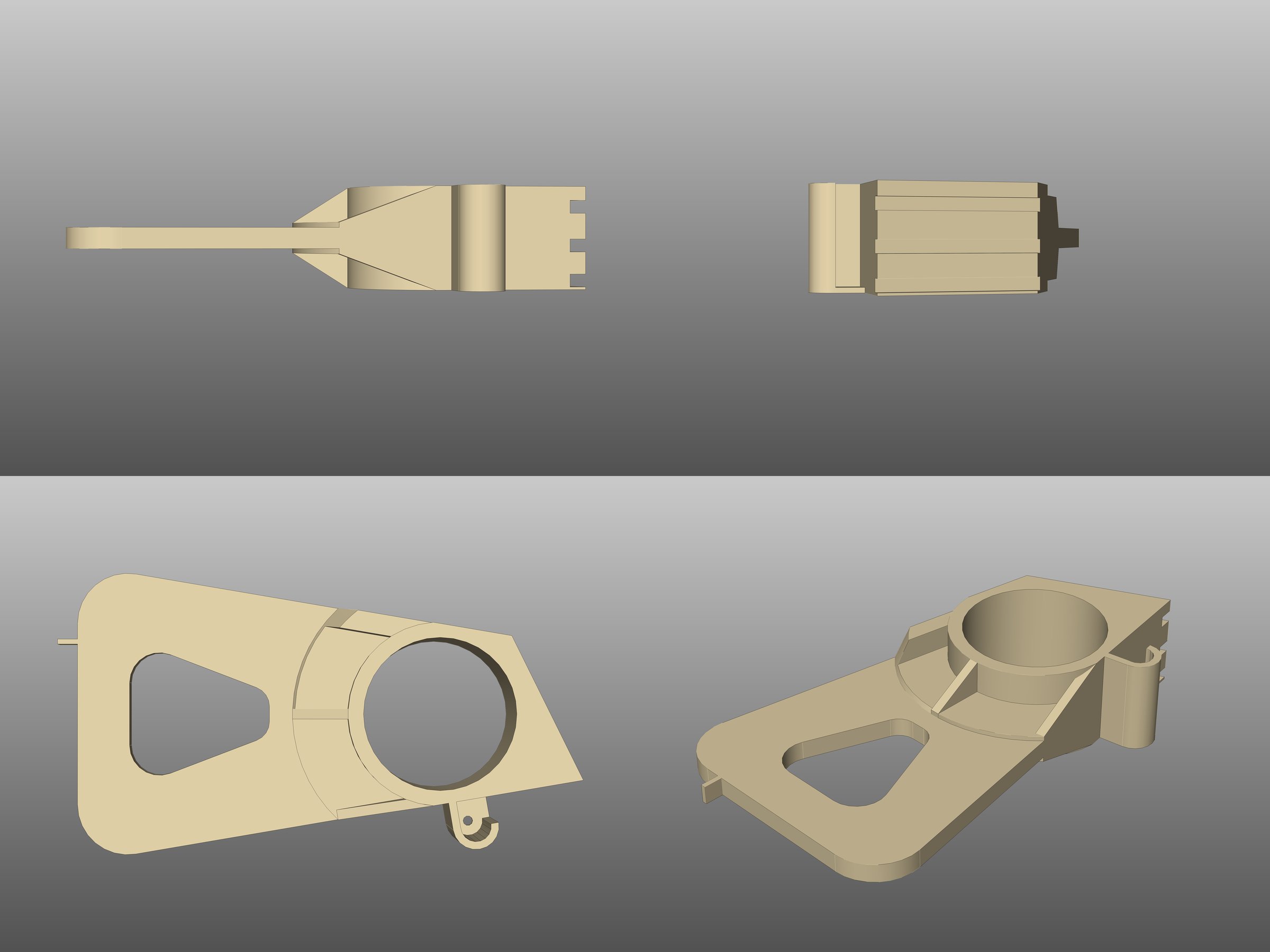 3D render of a mechanical mounting bracket or arm