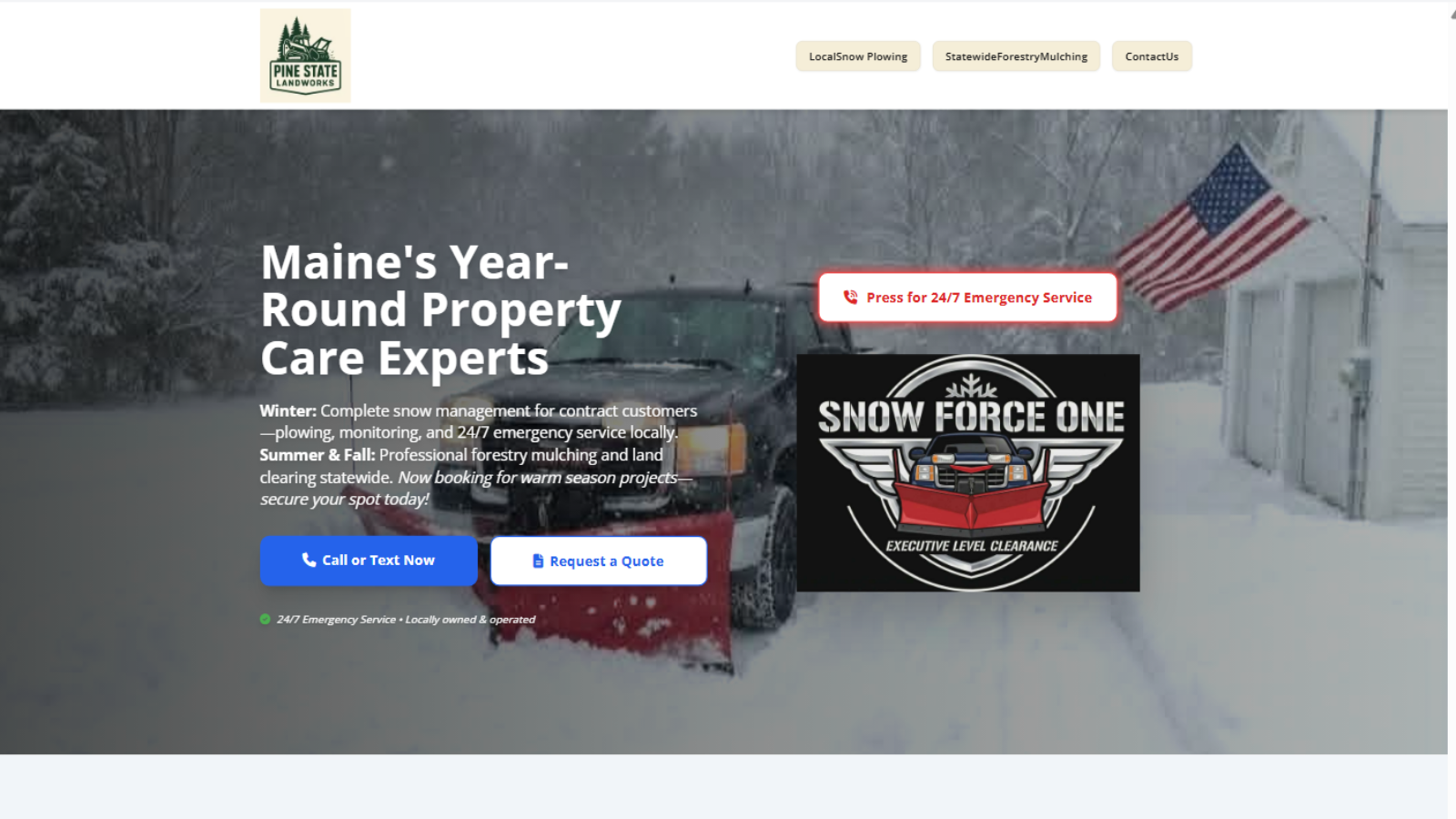 Pine State LandWorks Website Screenshot