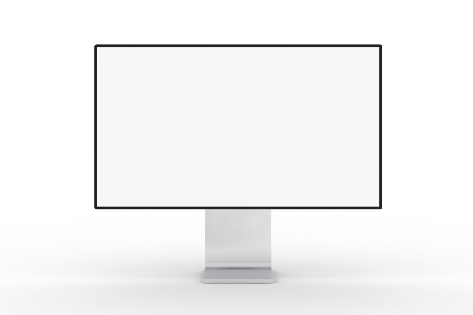 3D desktop computer monitor with empty display, device screen mockup, blank screen isolated on background. Perfect for showcase websites, apps, browser interfaces, business layout, responsive design