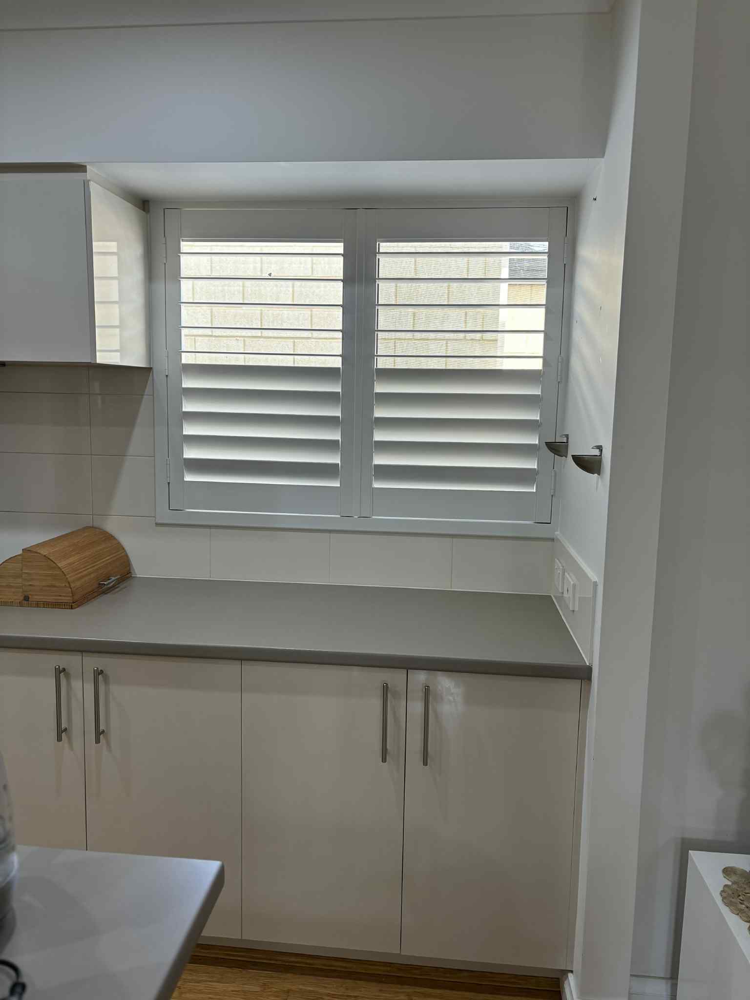 Custom plantation shutters Perth bedroom before after window shutters Perth installation