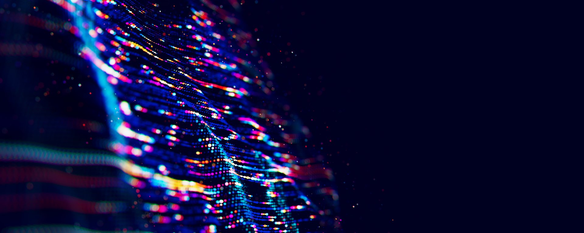 Abstract Big data digital stream waves. Information flow concept. LLM learning process, AI technology. Quantum computing