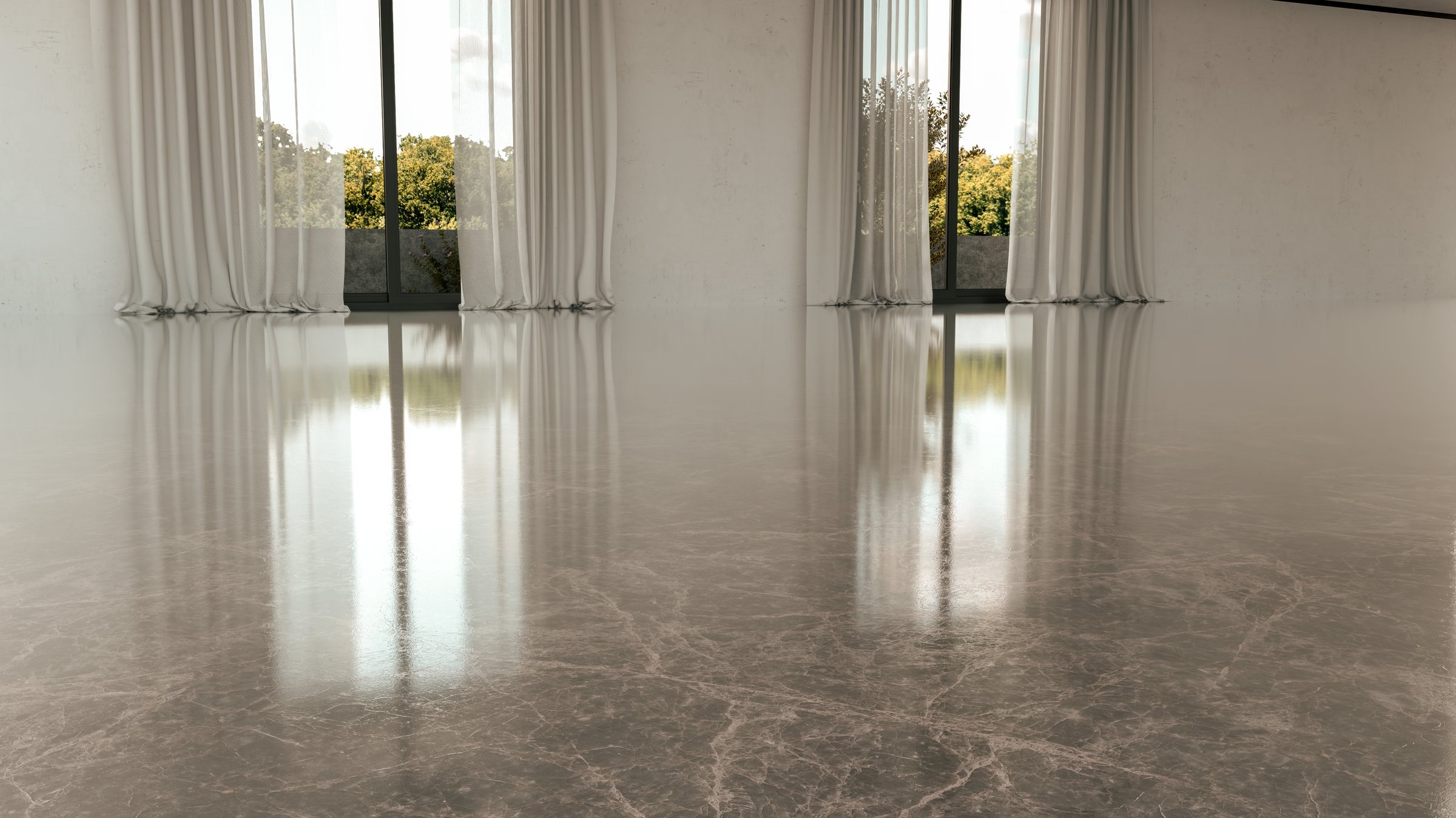 Large luxury modern bright interiors Living room mockup illustration 3D rendering image