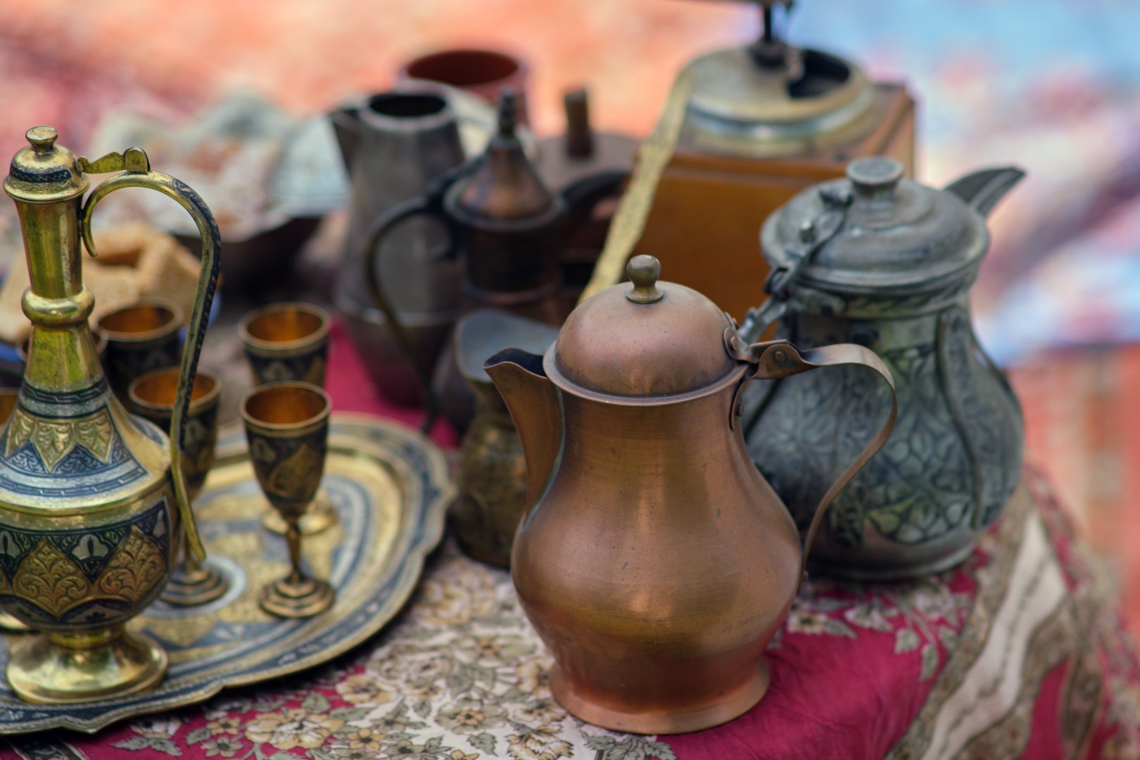 Tea ceremony table in traditional Arabic style