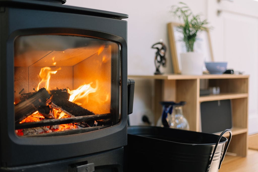 Fireplace and blurred background
