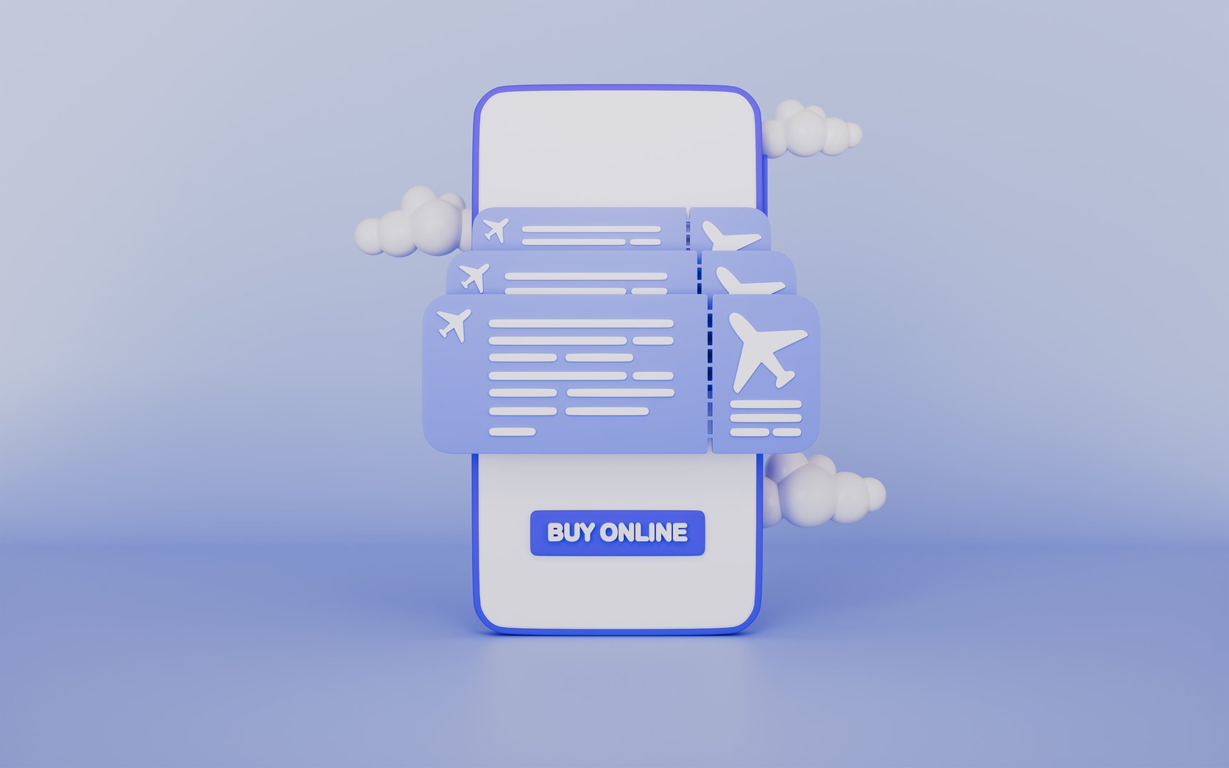 Online booking service, Couple of blue tickets, Public transportation concept