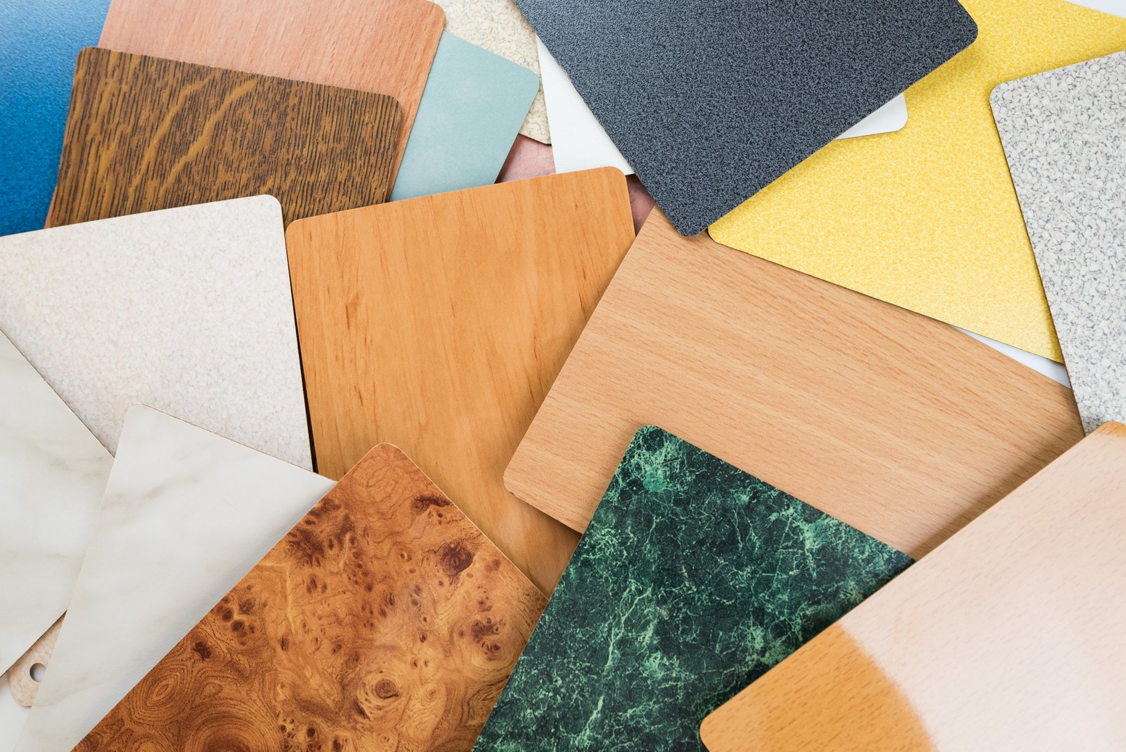 Furniture color palette as background close-up. Veneer sample.