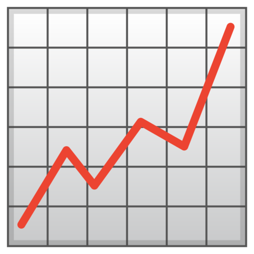 A red line graph showing a fluctuating upward trend on a gray grid background.