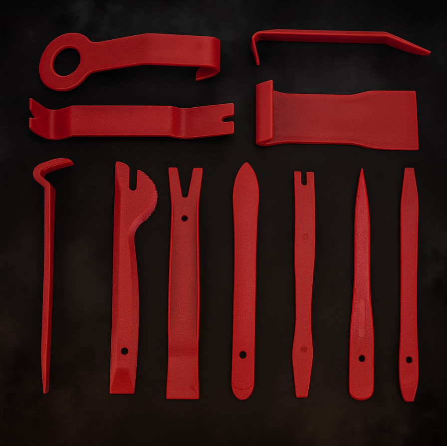 A toolkit of special tools for disassembling vehicle interiors