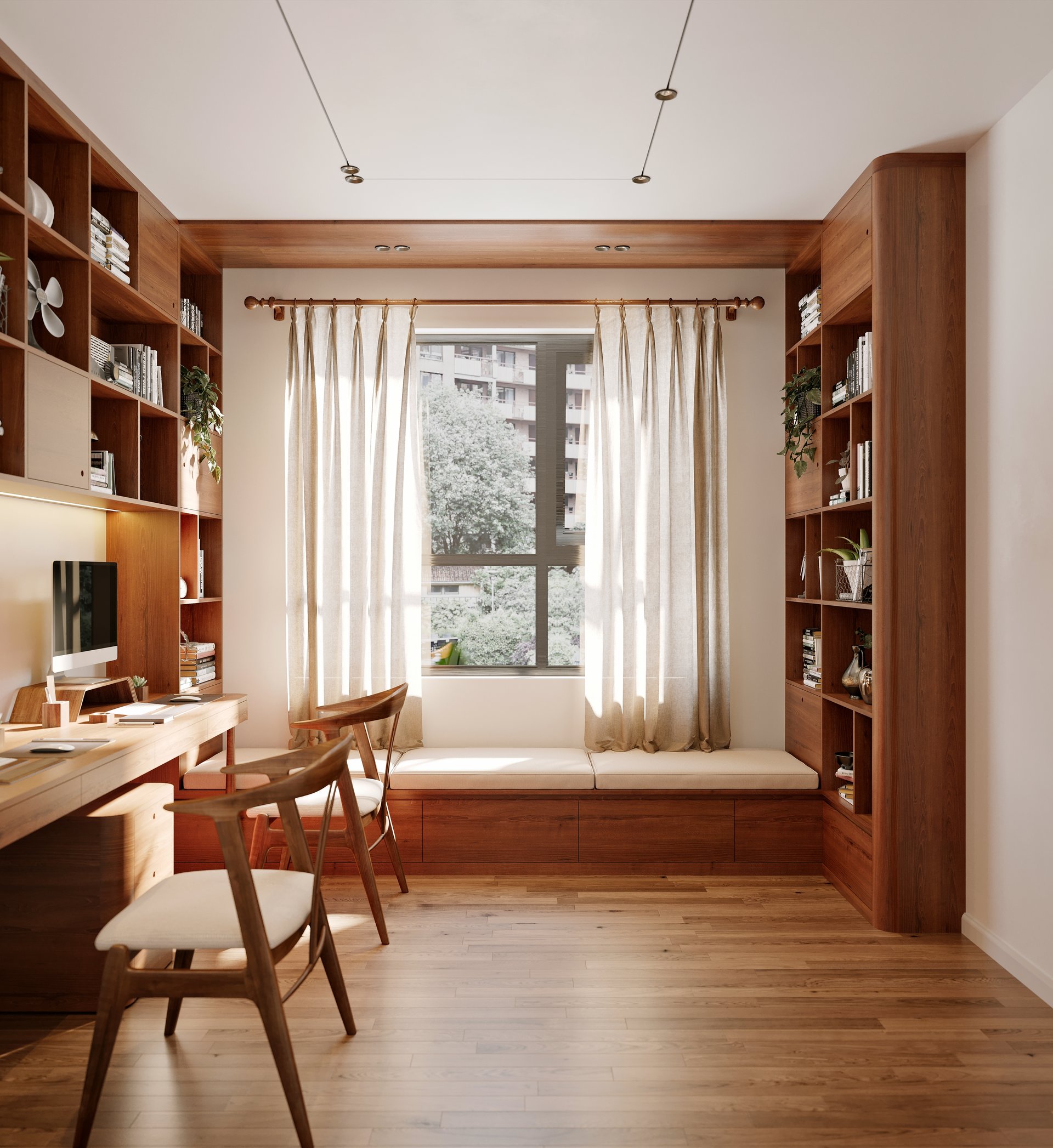 3d render of study room, working room