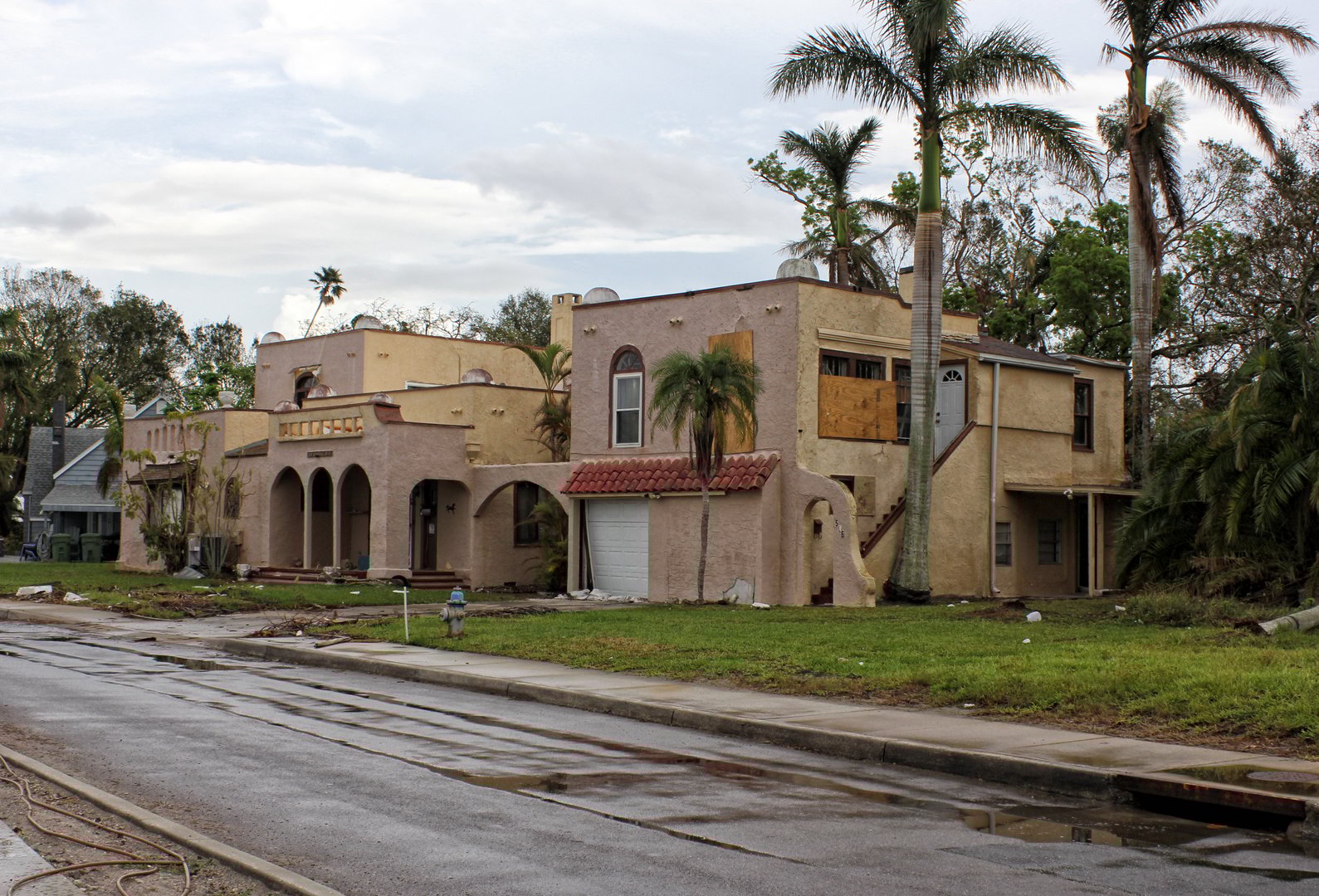 Bradenton FL - November 6, 2024: Building Damaged From Hurricane Milton Located in Bradenton Florida